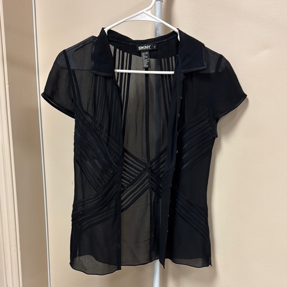 DKNY Black Sheer Blouse